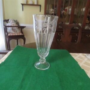 Leaded Glass Footed Vase Etched 1
