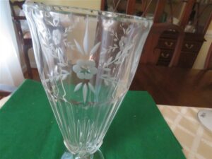 Leaded Glass Footed Vase Etched 2