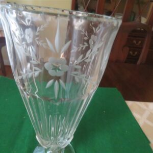 Leaded Glass Footed Vase Etched 2