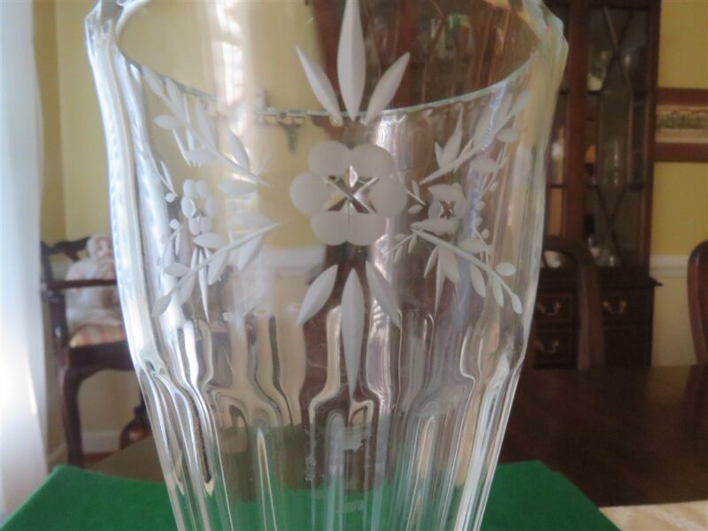 Leaded Glass Footed Vase Etched 4