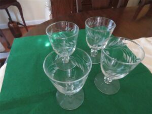 Pedestal Stem Crystal Juice Glass Etched 1