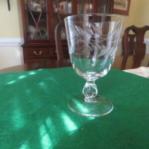 Pedestal Stem Crystal Juice Glass Etched 2