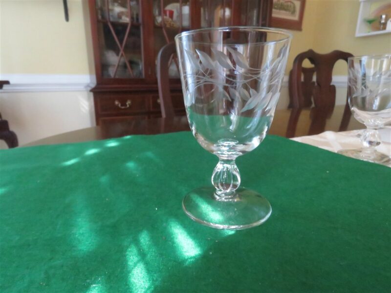 Pedestal Stem Crystal Juice Glass Etched 2