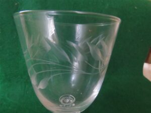 Pedestal Stem Crystal Juice Glass Etched Set of 4 glasses 2