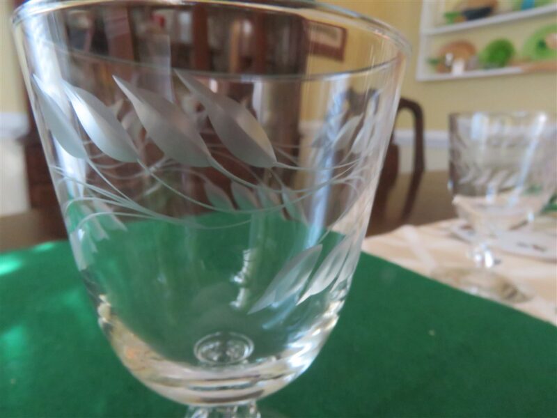 Pedestal Stem Crystal Juice Glass Etched 5