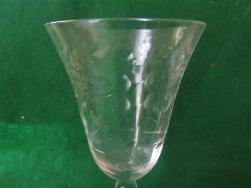 Stem Crystal Cordial Aperitif Wine Glass Etched Set of 2 glasses 3