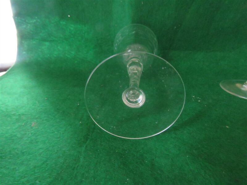 Stem Crystal Cordial Aperitif Wine Glass Etched Set of 2 glasses 5