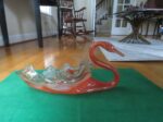 Swan Bowl Orange Art Glass Centerpiece 2