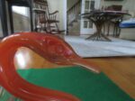 Swan Bowl Orange Art Glass Centerpiece 5