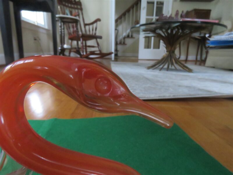 Swan Bowl Orange Art Glass Centerpiece 5