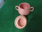 Fiestaware Pink Lided Sugar and Creamer w/Tray 5