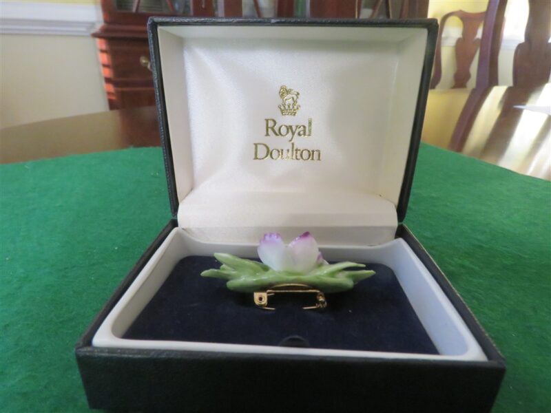 Royal Doulton Orchid Flowers Pin Brooch 3