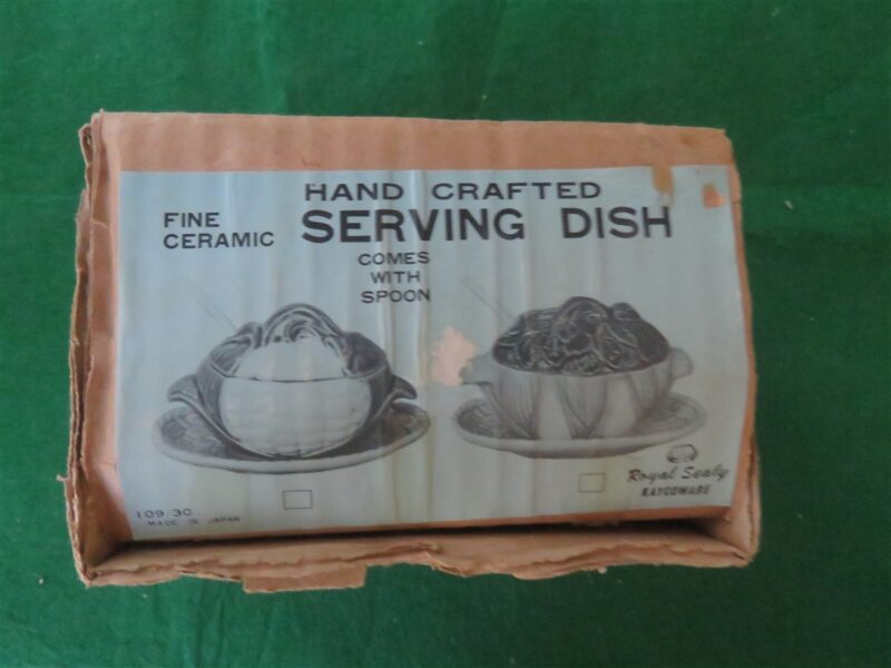 Royal Sealy Kaycoware Covered Green Serving Dish with underplate. 1
