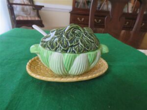 Royal Sealy Kaycoware Covered Green Serving Dish with underplate. 3