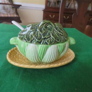 Royal Sealy Kaycoware Covered Green Serving Dish with underplate. 3