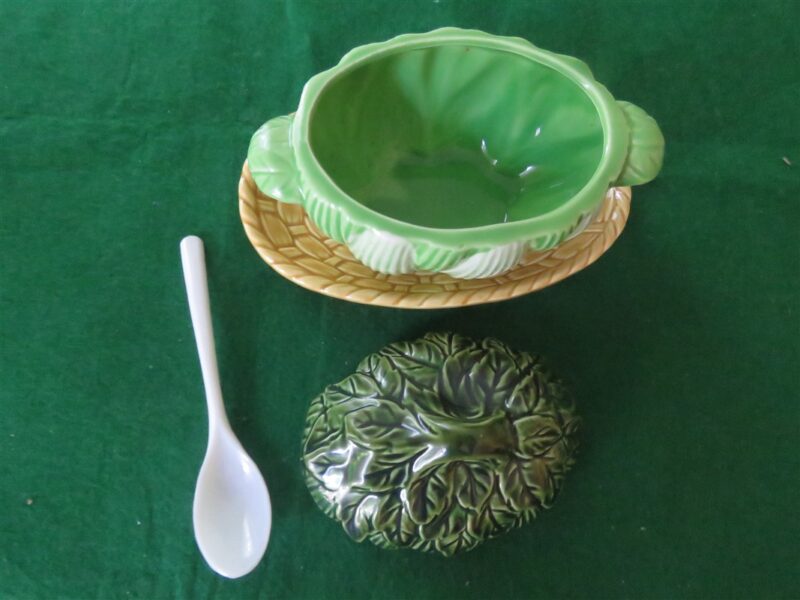 Royal Sealy Kaycoware Covered Green Serving Dish with underplate. 4