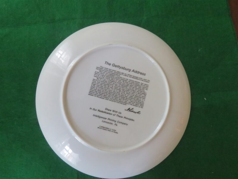 John Andrews Gettysburg Address Collector Plate Lincoln 3