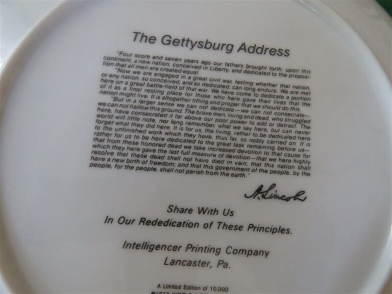 John Andrews Gettysburg Address Collector Plate Lincoln 4