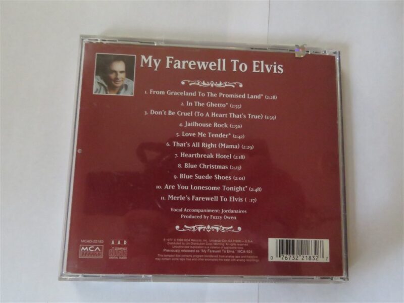 Merle Haggard My Farewell To Elvis CD 2