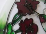 Oval Colorful Glass Suncatcher w/Hummingbird & Flowers 4