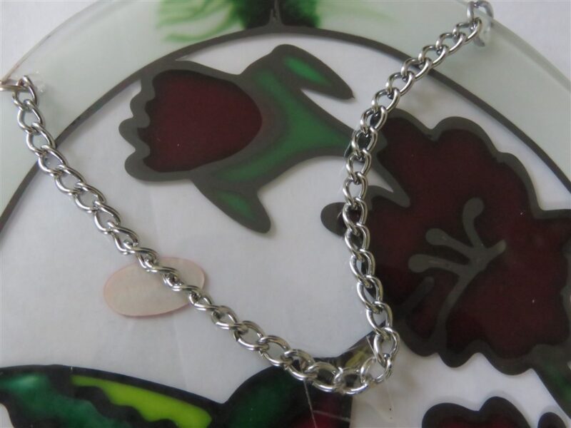 Oval Colorful Glass Suncatcher w/Hummingbird & Flowers 6