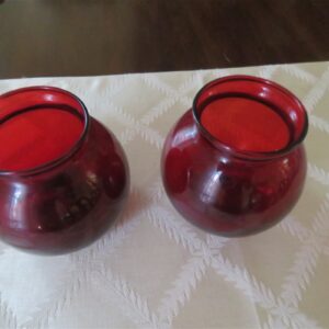 Anchor Hocking Round Ivy Ball Vase Royal Ruby Red 2