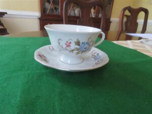 Favolina-Karolina Footed Cup & Saucer Marjorie Pattern 1