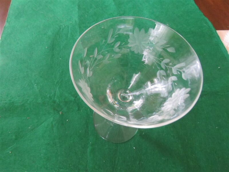 Stemware Etched Floral Cocktail/Wine Glass 5