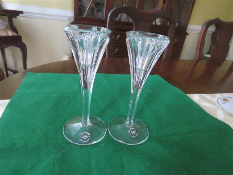 Lenox Leaded Crystal Tapered Stem Candle Holder Pair of Candle Holders 1