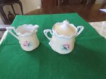 Creamer & Sugar Bowl w/Lid Floral Pattern 2