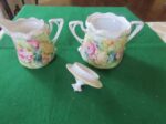 Creamer & Sugar Bowl w/Lid Floral Pattern 4