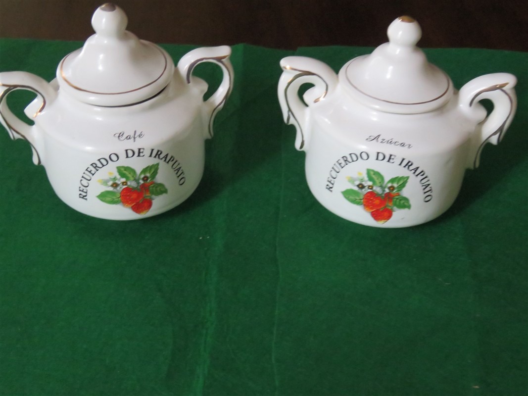 101108L1 (1067 x 800) Souvenir from Irapuato sugar, coffee containers One marked Azucar and one marked Cafe. 1