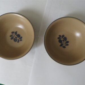 Pfaltzgraff Folk Art Cereal / Soup Bowl USA Blue and Tan Stoneware Pattern 1