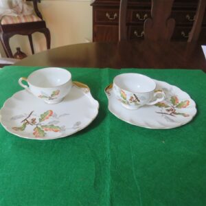 Vintage Ucagco China Fall Foliage Footed Cup & Snack Plate 1