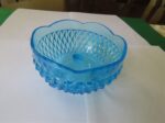 Vintage Aqua Blue Glass Footed Candy Dish 1