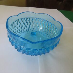 Vintage Aqua Blue Glass Footed Candy Dish 1