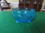 Vintage Aqua Blue Glass Footed Candy Dish 2