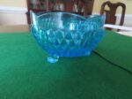 Vintage Aqua Blue Glass Footed Candy Dish 3
