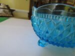 Vintage Aqua Blue Glass Footed Candy Dish 4