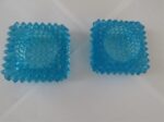 Fenton Glass Aquamarine Hobnail Salt Cellar Candle Holder 1