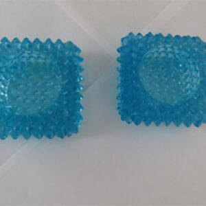 Fenton Glass Aquamarine Hobnail Salt Cellar Candle Holder 1
