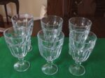 Set of 6 Vintage Lead Crystal Water Goblets 7" Tall 8 Panel Optic Design Heavy Crystal 1