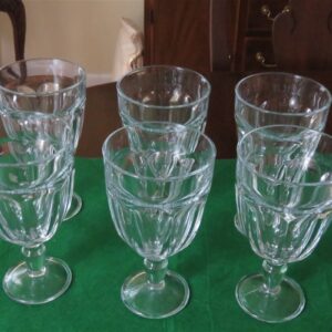 Set of 6 Vintage Lead Crystal Water Goblets 7" Tall 8 Panel Optic Design Heavy Crystal 1