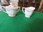 Sebring Ivory Porcelain "Normandie" matching creamer and covered sugar bowl 2