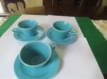 Homer Laughlin Harlequin Spruce Green Flat Cup & Saucer 1