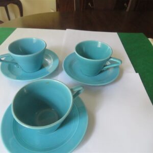 Homer Laughlin Harlequin Spruce Green Flat Cup & Saucer 1