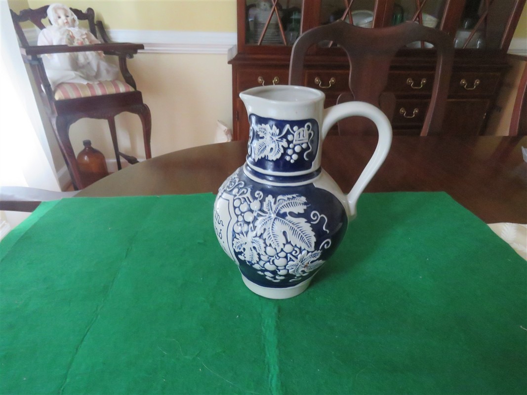 Vintage Gerz German Stoneware Wine Jug Grapes 1